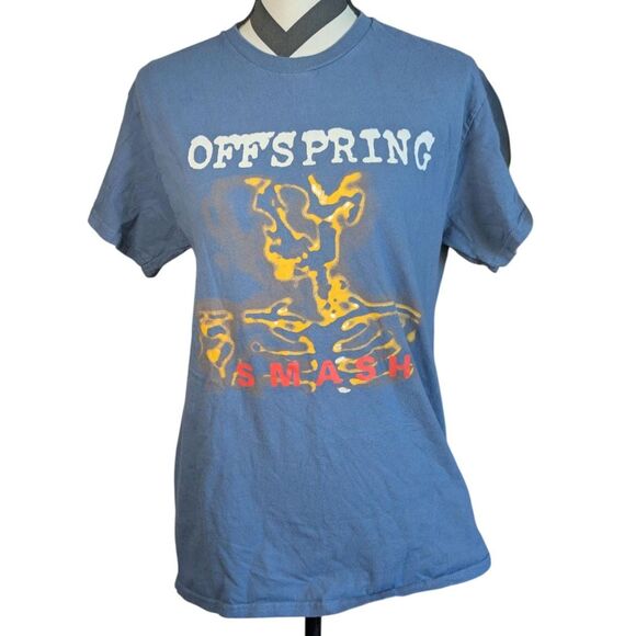 The Offspring "Smash" Album Art T-shirt Medium Blue Skeleton Band Tee - Picture 1 of 4
